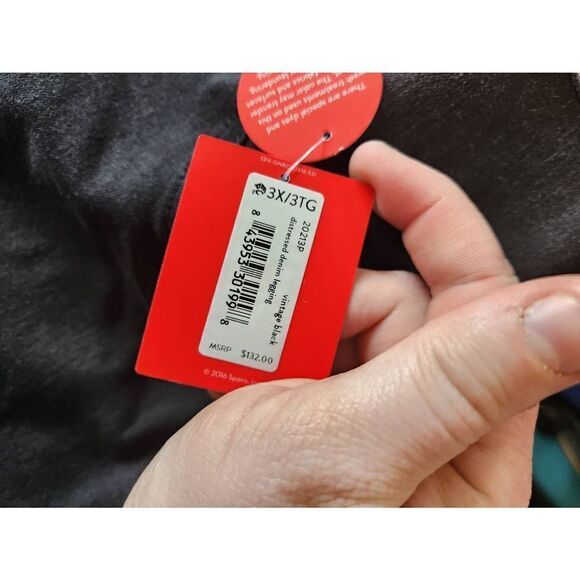 NWT Spanx Vintage black distressed denim jeggings sz 3xl - Picture 3 of 3